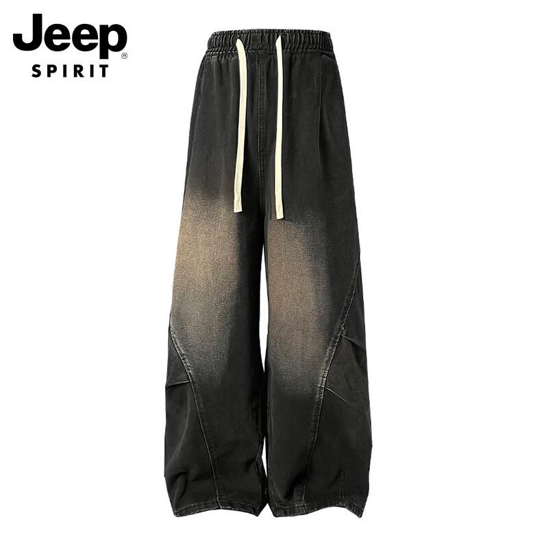 JEEP SPIRIT Men s Loose Straight Wide-Leg Denim Cargo Pants XL