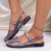 Women Transparent Jelly Sandals Slip On Lightweight Breathable Beach Shoes Adjustable Back Strap Casual Summer Footwear