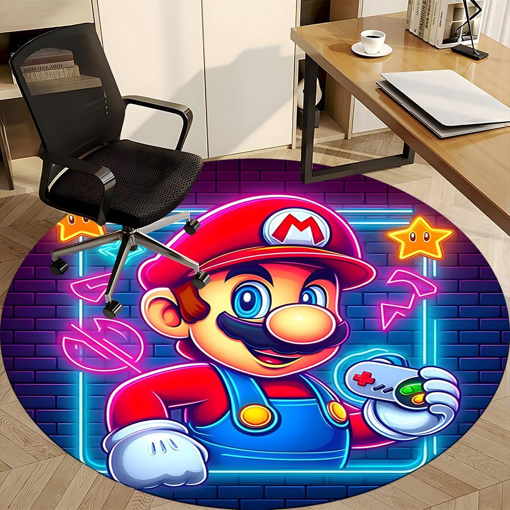 1pc Mario Gaming Office Round Area Rug, Indoor Mat Suitable For Office, Bedroom Living Room Home Decor, Room Deco,  Offic a0926224