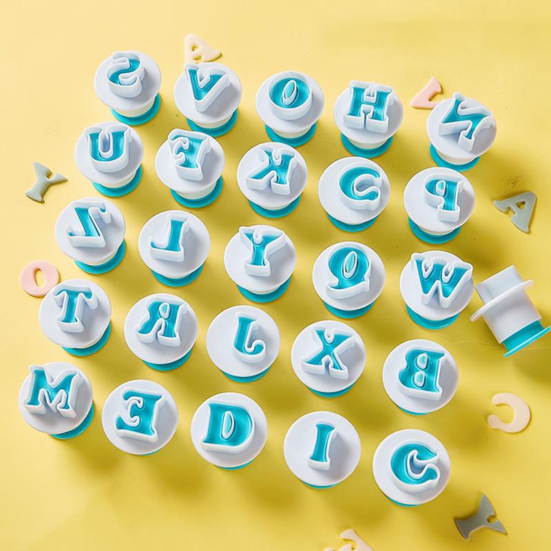 26PCS Uppercase Alphabet Baking Pastry Mold Reusable Plastic Cookie Handmade DIY Cutter for Biscuit Fondant Cake Decorations ZYF