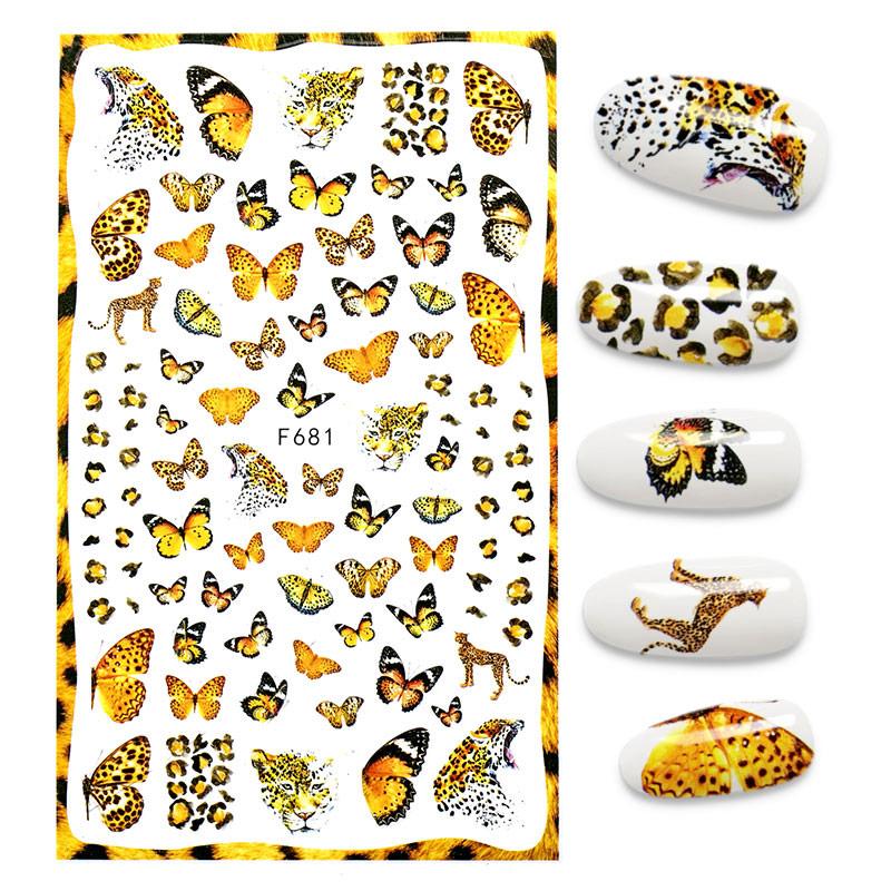 1PCS Black White Butterfly Laser Nail Stickers Nail Art Decoration Abstract Lines Bronzing Flowers Stickers For Nails