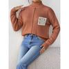 European and American Women's Half-high Neck Pullover Sweater Sequin Hollow Pocket Splicing Sweater