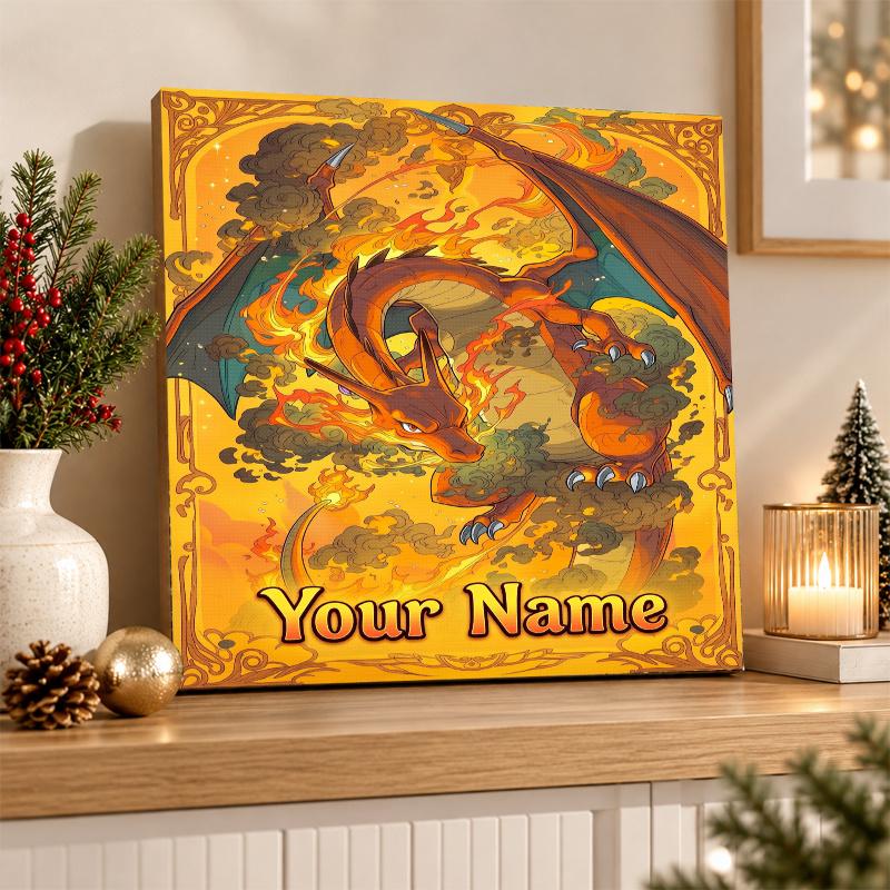 Charizard Custom Name Diamond Painting Personalized 5D Full Drill DIY Diamond Art Home Decor