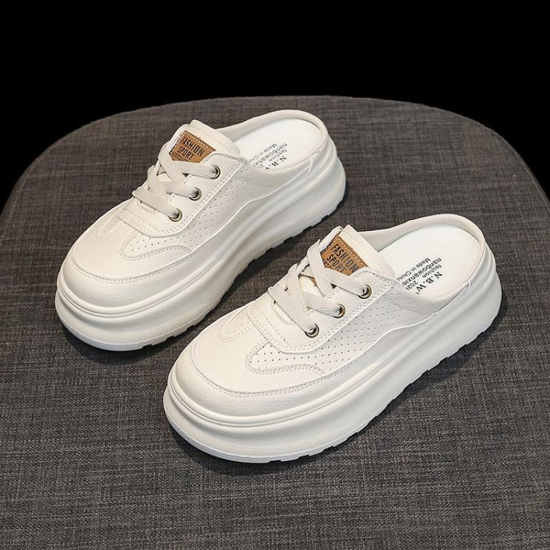 

Баотоу однопедальные повседневные туфли-лодочки лето новые на толстой подошве ленивые туфли академический стиль универсальные однотонные белые туфли 40