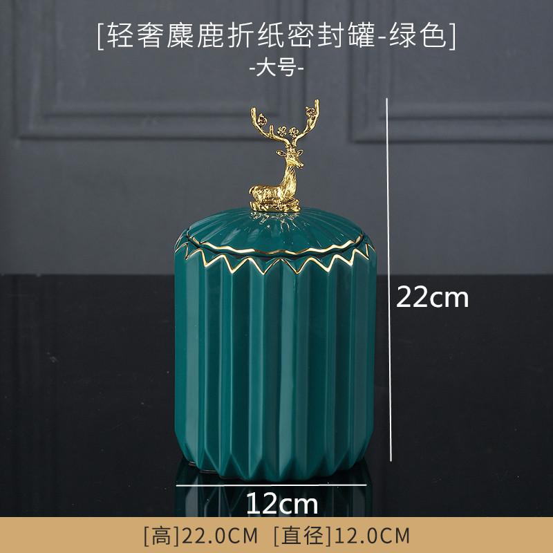 Ceramic Jar Storage Tank with Deer Cover Candy Jar Cotton Swab Box Food Container Snack Box Home Desktop Organizer Tissue Box