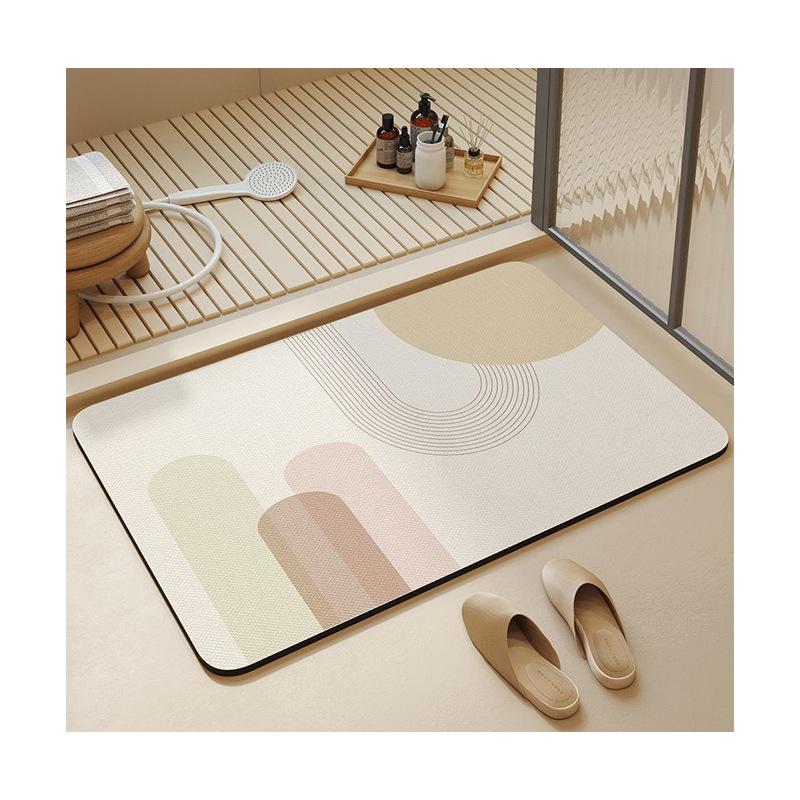 Cream Wind Diatom Mud Floor Mat Bathroom Water-Absorbing Quick-Drying Floor Mat Household Bathroom Door Non-Slip Easy To Take Care Of Floor Mat