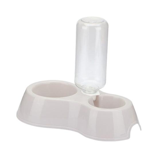 Smooth Surface Large Capacity with Water Pet Bowl Non-slip Double Fountain Round Bowl Pet Dog Food Feeder Pet Supplies