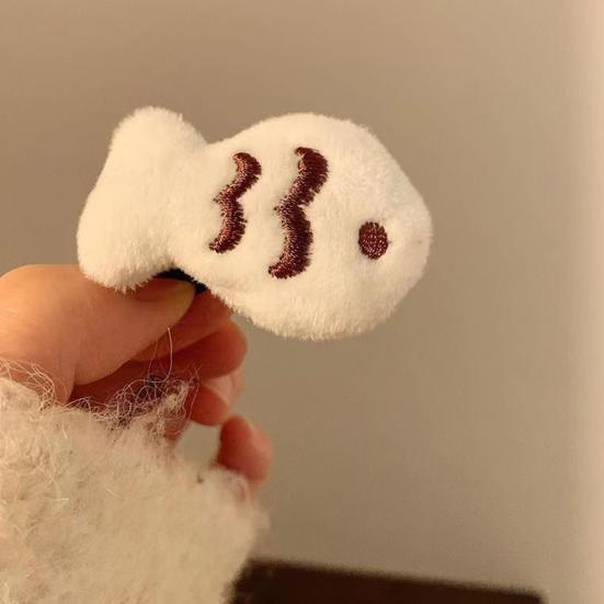 4Pcs Girl Hairpin Mini Plush Kitty Fish Design Secure Hold Hair Clip Side