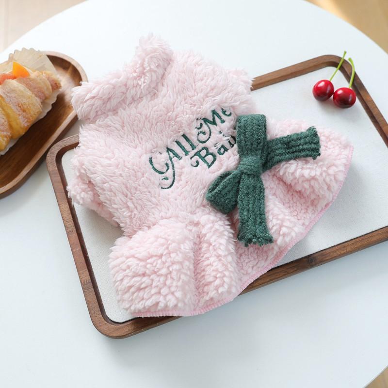 Pet Circle Dog Sweater Small Breed Puppies Soft Fleece Embroidered Letter Dress Pink