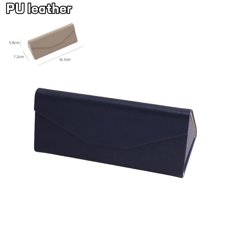 

Portable Triangle Folding Glasses Case Folding Sunglasses Box Velvet/PU Leather Reading Glasses Protective Cover
