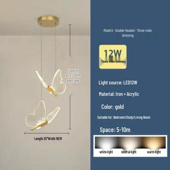 Nordic Luxury Butterfly Hanging Lamp - Modern Minimalist for Bedroom, Dining Room, or Staircase