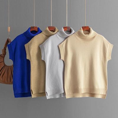 Women Autumn Winter Solid Color Causal High Collar Top Long Sleeve Knitwear Knit Sweater
