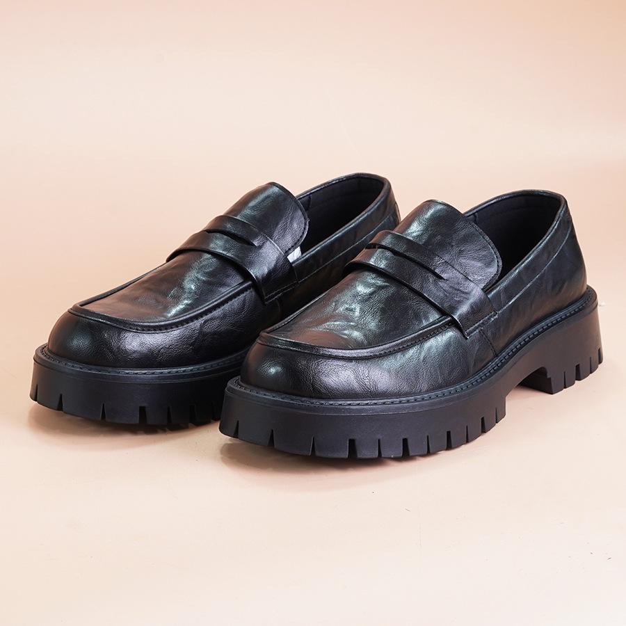 

Paris platform derby shoes men s sense of high-end increased casual leather shoes British commuter breathable dress big head loafers 44 чорний