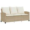 3 Seater Garden Sofa with Cushions & Table Beige Poly Rattan