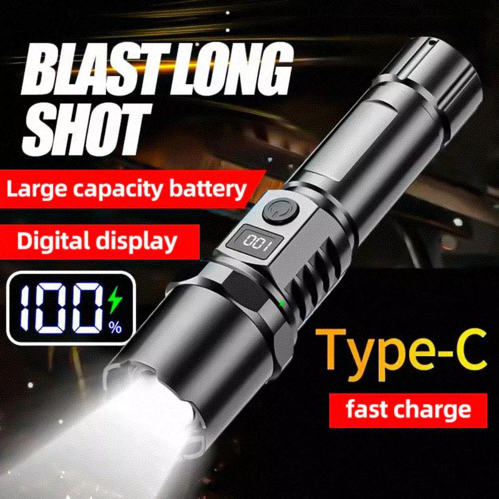 TYPE-C Charging Powerful LED Flashlight Waterproof Portable Hand Lamp Power Outages
