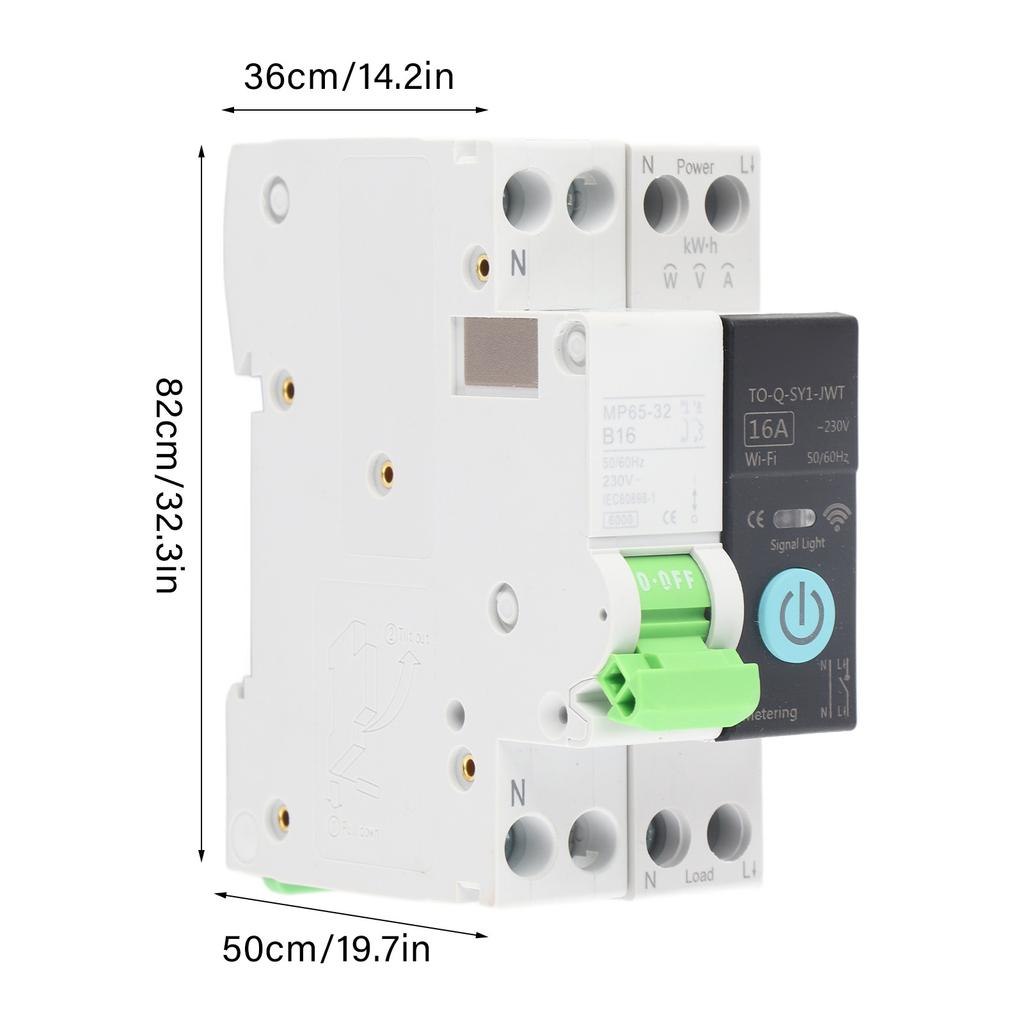 Smart WiFi Circuit Breaker Flame Retardant Pa66 1P+N AC230V 3 Timing Modes Circuit Breaker Remote Control Breaker 16A for Home