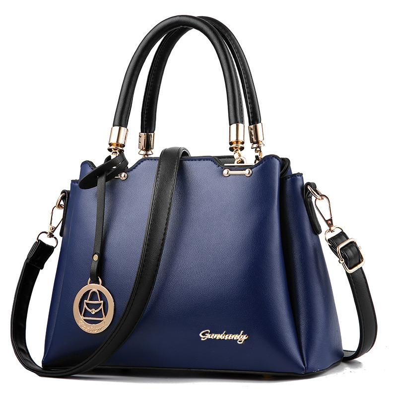 2023 New Fashion Women s Bucket Bag Vintage European And American Style Shoulder Handbag синий