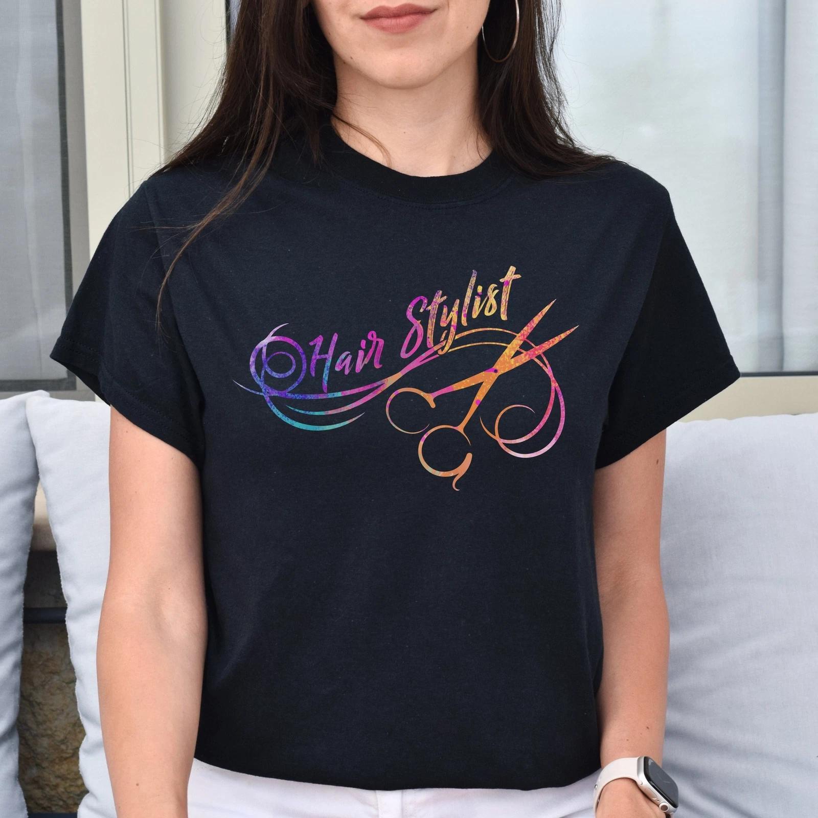 Hair stylist colorful Unisex T-shirt hairdresser haircutter black dark heather 4XL