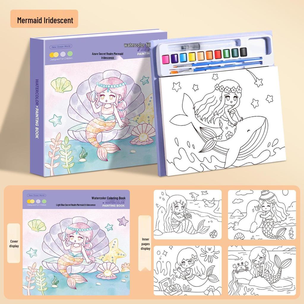 Kids' Watercolor Paint & Doodle Coloring Book for Kindergarten