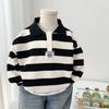 Spring and Autumn Boys Striped Sweatshirt Kids Long Sleeve Pullover Teen Lapel Polo Tops Children Clothes
