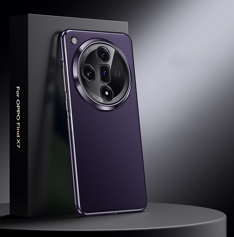 Luxury Genuine Leather Camera Lens Protection Back Case for Oppo Find X8 Pro / X7 X9 Ultra / X8 X7 Plating PC Bumper Cover