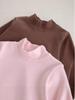 Children's Double-Sided Brushed Cotton Pullover: Semi-High Neck, Long Sleeve, Versatile Plain Color Perfect for Spring and Autumn.