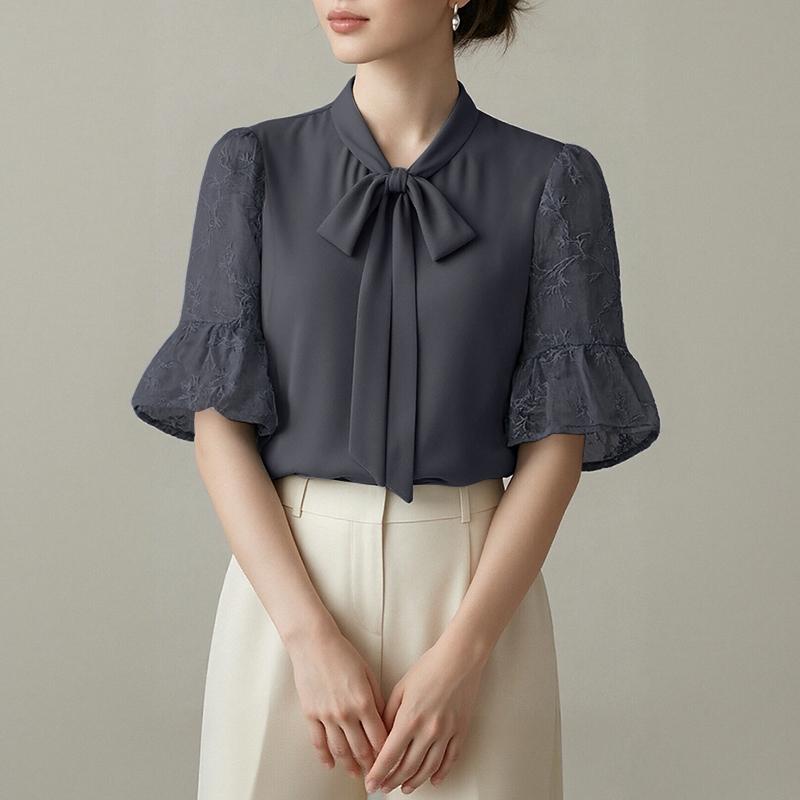 ZANZEA Women Casual Lace Splice Half Sleeve Loose Blouse