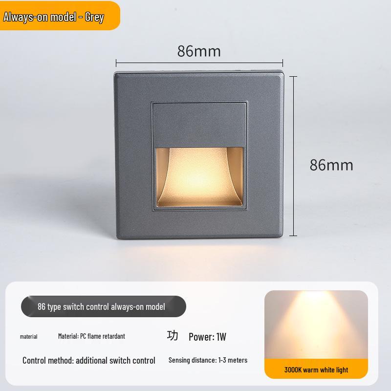 

86-Встраиваемый датчик движения человека Ночник для лестницы и коридора Default