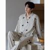 "Antibacterial Stretch Cotton Panda Pajamas Set – Men's and Women's Autumn Cardigan, Casual Homewear"