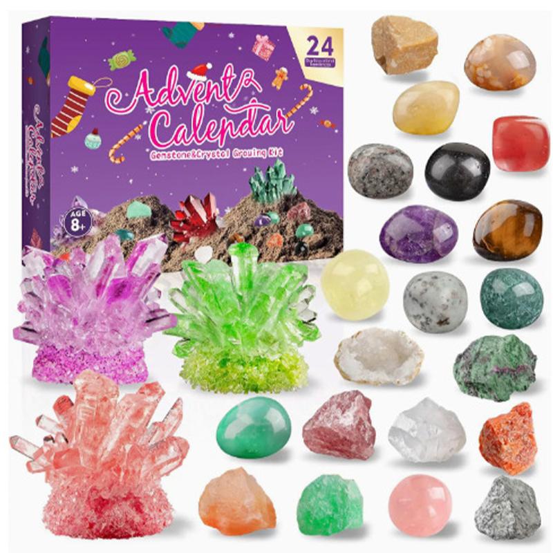 Crystal Gemstone Treasure Toy Advent Calendar 24 Days Christmas Countdown Surprise Gift Box For Up 8 Years Old Children Gifts
