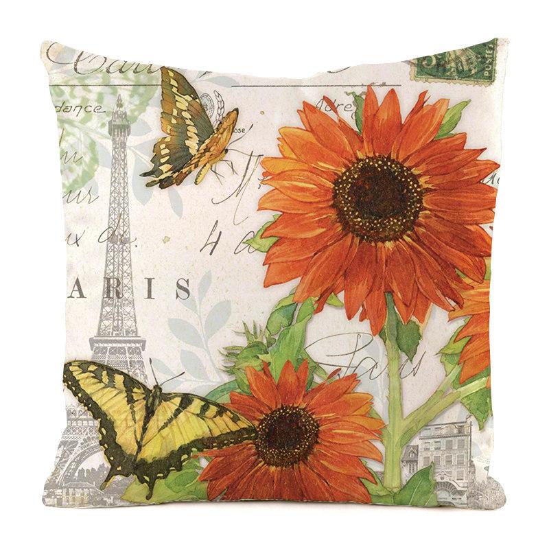 Colorful Countryside Butterfly Digital Printing Short Plush Pillow Covers For Car Sofa Office Cushion Cover Home Goods