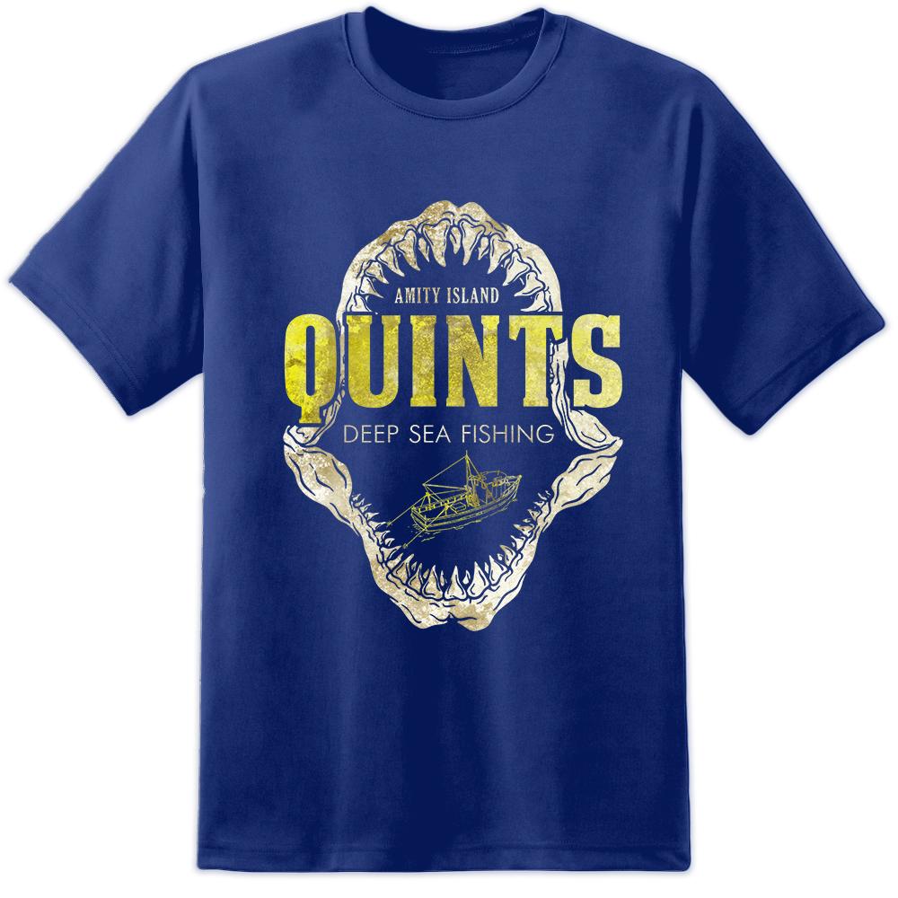 

Quints Fishing Jaws Movie T Shirt Amity Island Poster Retro Distressed Print DVD 2XL