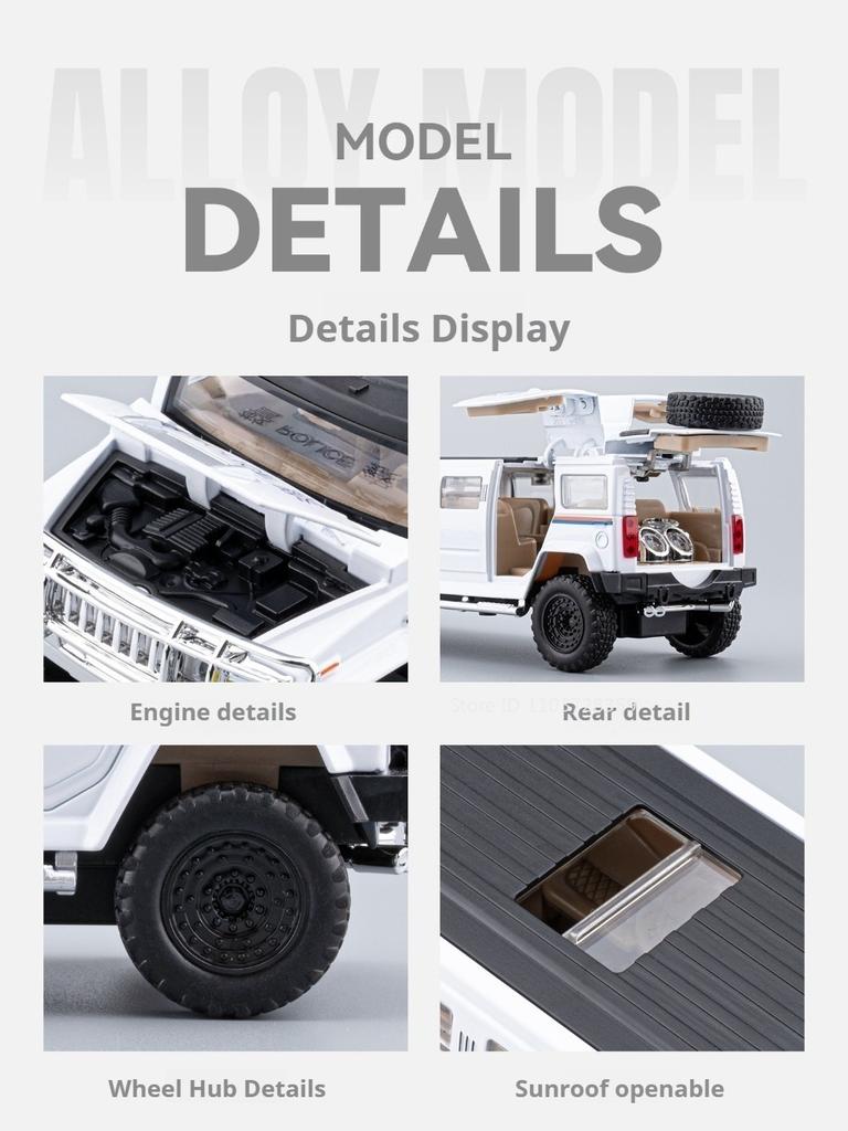 1:32 Police Model Toy Off-road Cars Metal Diecast Doors Opened Pull Back Sound Light Miniature Toys for Children Edutainment
