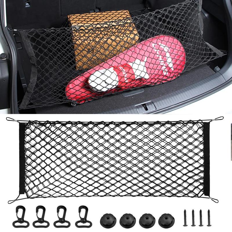 Car Trunk Nylon Mesh Elastic Storage Organizer Rear Cargo Luggage 90x30CM/40x110CM Net Holder With 4 Plastic Hooks Pockets