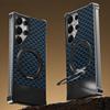 For Samsung Galaxy S25 Ultra Magnetic Case Borderless Textured PU+Metal Kickstand Phone Cover