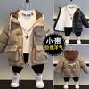 Kids Thick Winter Coat Boys Fleece Lined Down Jacket Washable Lambskin Outerwear Warm Padded Coat For Boys