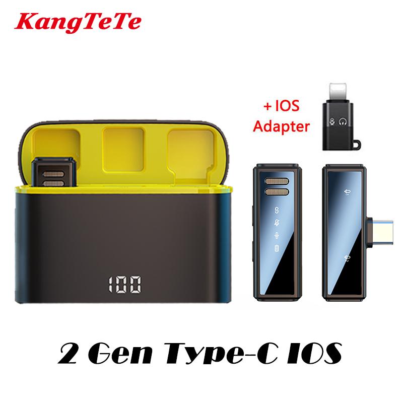 Wireless Lapel Microphone Lavalier Mic Noise Reduction Live Interview Mobile Phone Recording for iPhone Type C with Charging Box