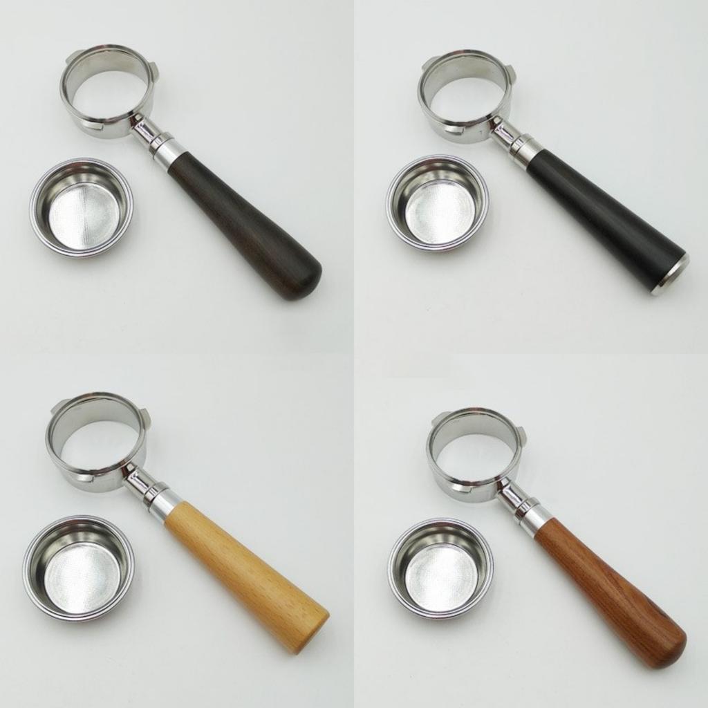 Three Ear 58mm Bottomless Portafilter Solid Wood Handle for Espresso Machines Accessories Commercial Coffee Equipment