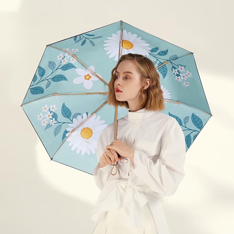 MAYDU French Daisy Double-Layer Foldable Sun Umbrella