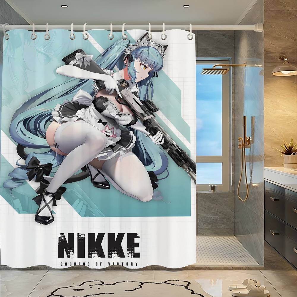 

Goddess Of Victory Nikke Shower Curtain Bath Curtain Print Polyester Fabric Waterproof Bathroom Curtains With Hooks Bath Screen 90x180 cm