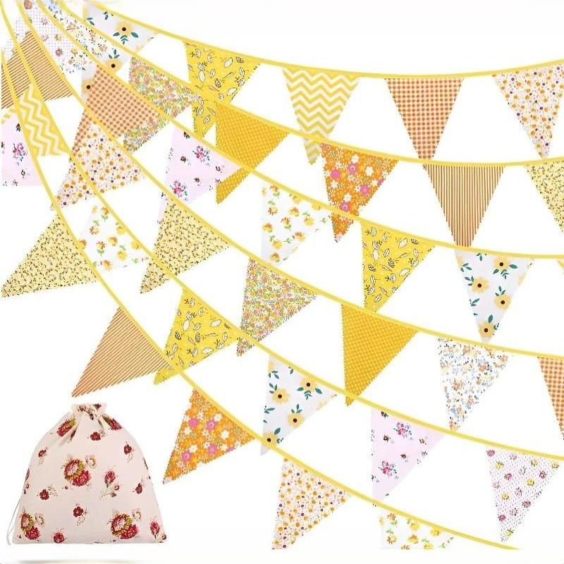 Triangle Bunting Flags 12M/40Ft Reusable Easy to Hang Banner for Wedding Birthday Bachelorette Party Decor