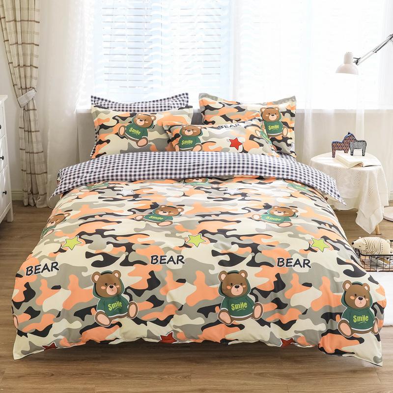 Washed Cotton Bedding Four-piece Set, Quilt Cover, Bed Sheet, Dormitory Three-piece Set