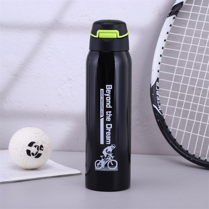500Ml Bicycle Water Bottle Vacuum Stainless Steel Cycling Water Bottle Double Walled Simple Thermo Mug Insulated With Straw
