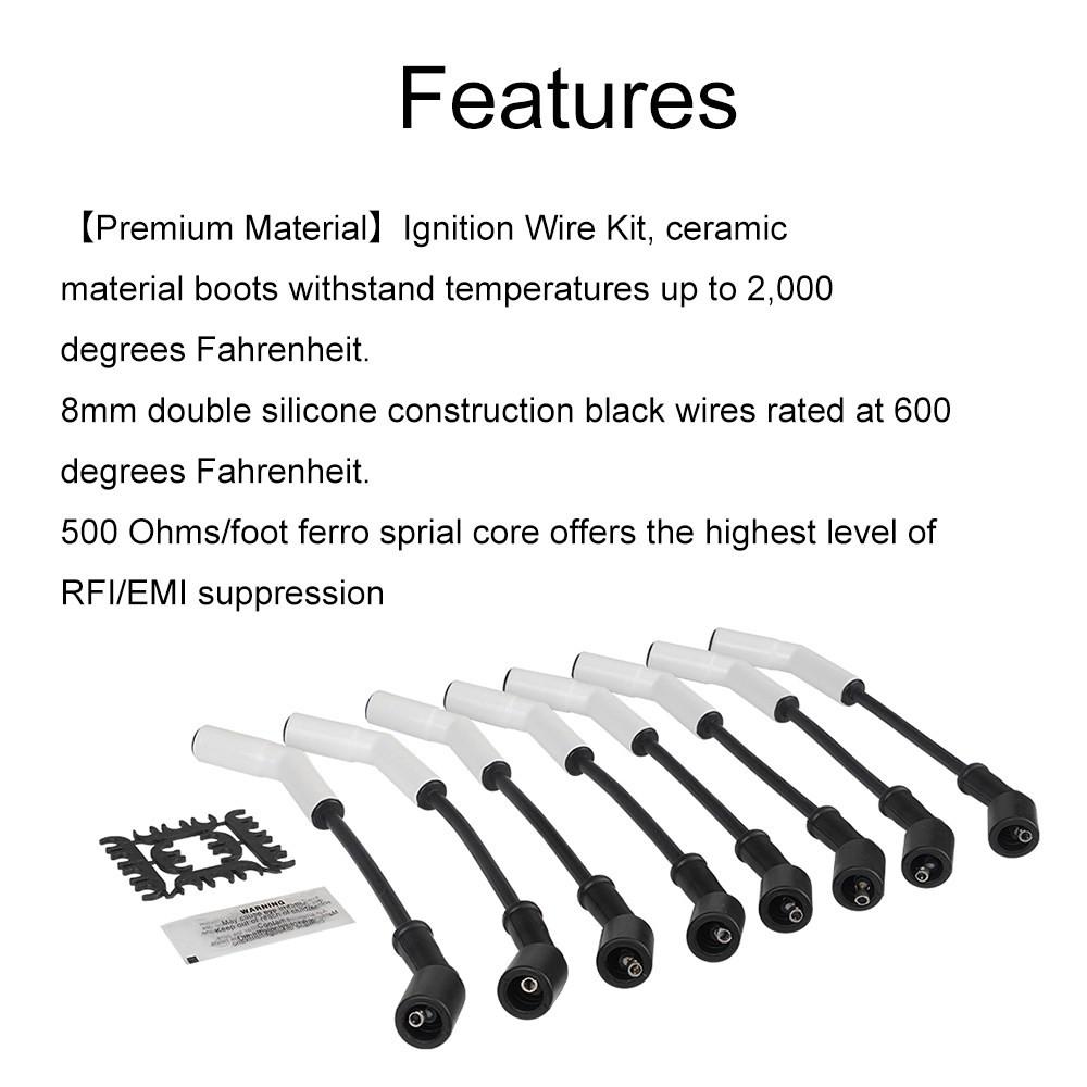 9070C 8Pcs Extreme Wire Set Silicone Spark Plug Wire Boot Kit For GM LS/LT Gen LS2 LS3 LS4 LS7 Engines Repairing Auto Parts