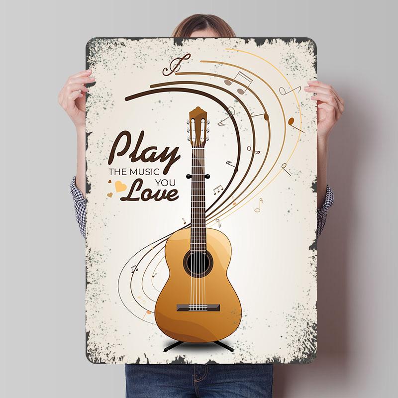 Acoustic Guitar Music Poster Customized Wall Art Vintage Metal Signs Retro Tin Plaque for Man Cave Decoration Garage Decorations