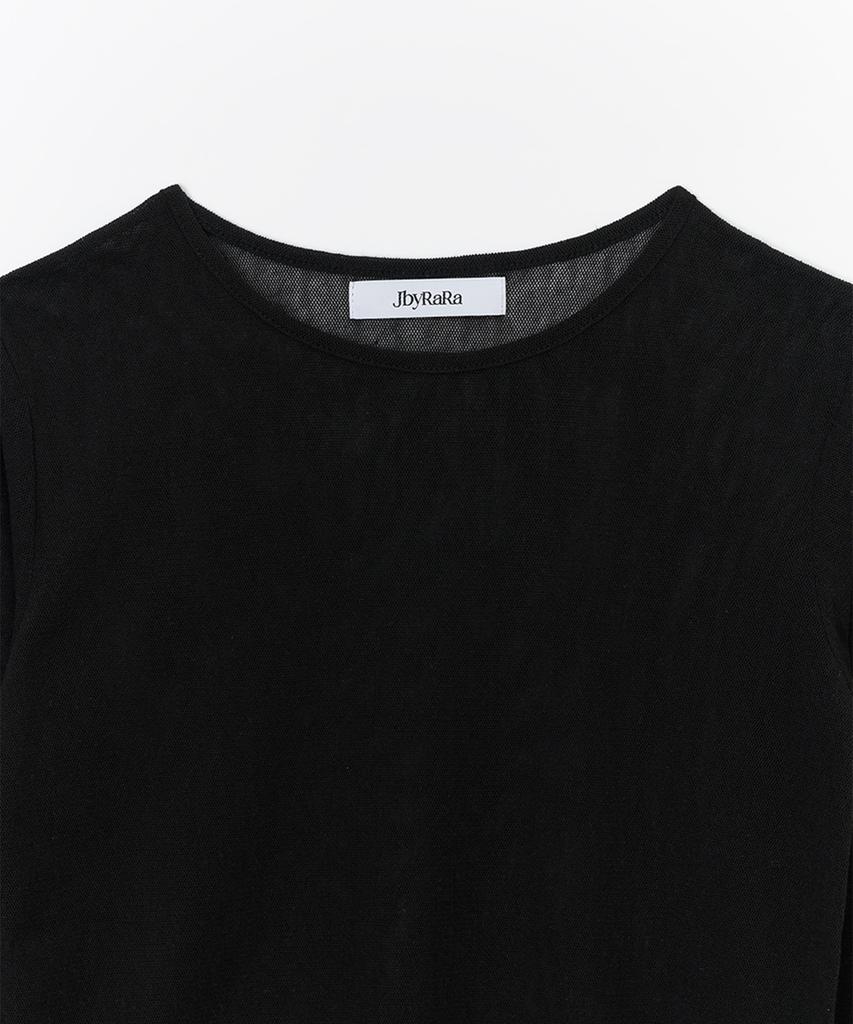 JBYRARA See-Through Mesh Signature T-Shirt_Black