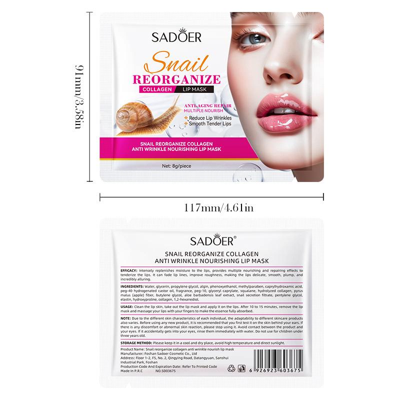 Snail Recombinant Collagen Anti-Wrinkle Nourishing Lip Mask for Dry Lips Repairing Care
