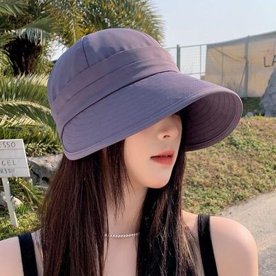 Women's Summer Sun Hat, Foldable Wide Brim Hat, Adjustable Outdoor Beach Caps, Wide Brim Outdoor Summer Fisherman's Caps