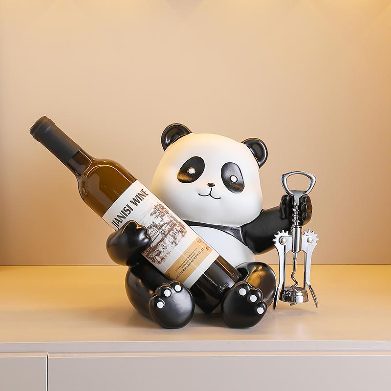 Creative Panda Red Wine Rack Equipped with Bottle Opener High-End Dining Cabinet Red Wine Bottle Rack Decoration Ornament