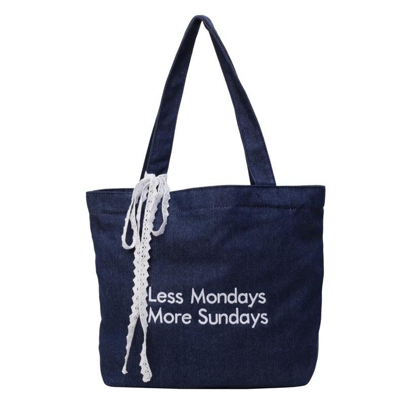 

Классная сумка-тоут большой вместимости для поездок на работу, женская новая джинсовая сумка, модная универсальная сумка через плечо темно-синий